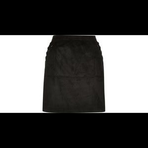 RiverIsland BLACK FAUX SUEDE WHIPSTITCH MINI SKIRT